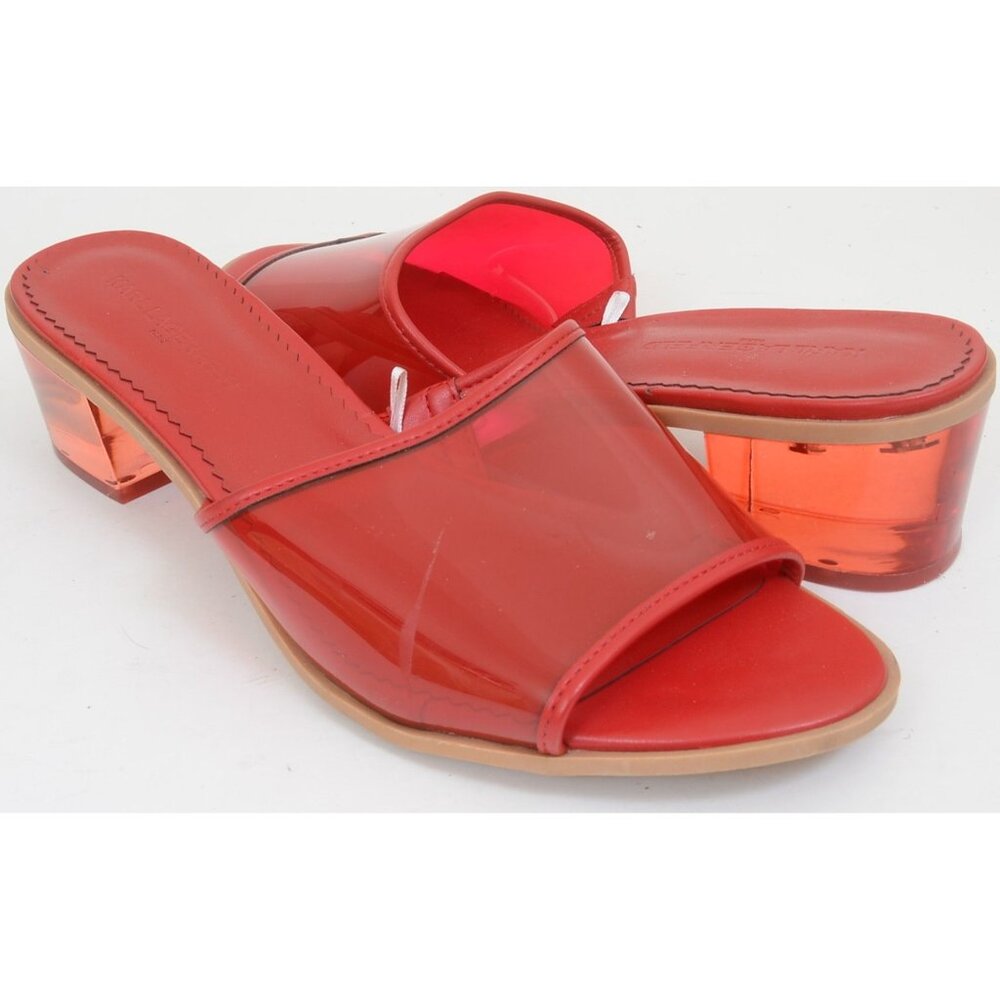 Karl Lagerfeld Felda Womens 10M Clear Red Slides Block Heels Sandals Retro